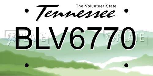 BLV6770 Tennessee License Plate
