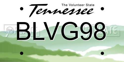 BLVG98 Tennessee License Plate