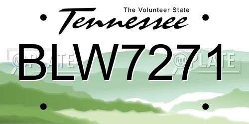 BLW7271 Tennessee License Plate