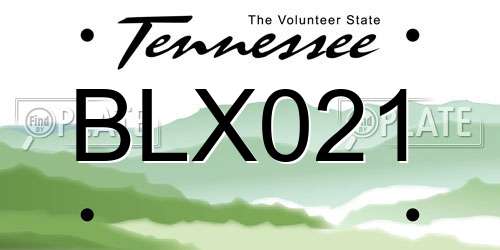BLX021 Tennessee License Plate