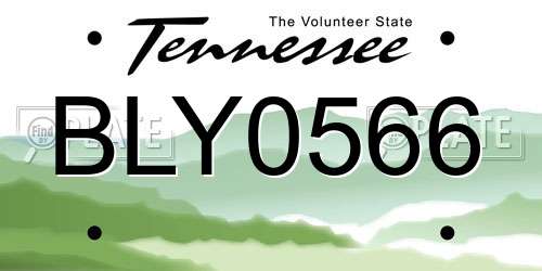 BLY0566 Tennessee License Plate