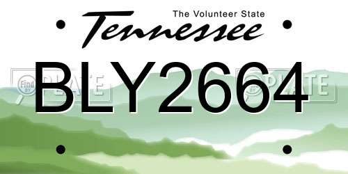 BLY2664 Tennessee License Plate