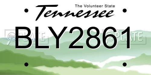 BLY2861 Tennessee License Plate