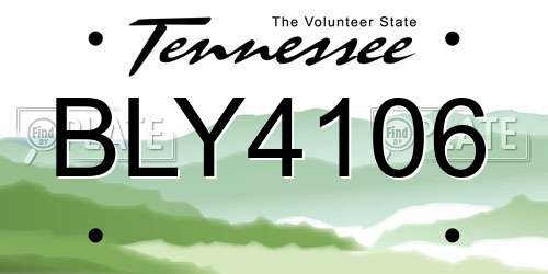 BLY4106 Tennessee License Plate