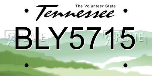 BLY5715 Tennessee License Plate