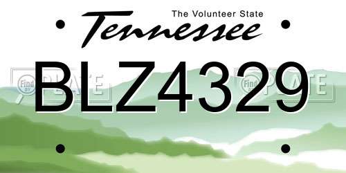 BLZ4329 Tennessee License Plate