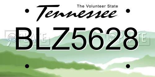 BLZ5628 Tennessee License Plate