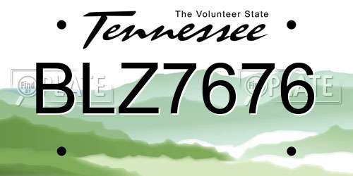 BLZ7676 Tennessee License Plate