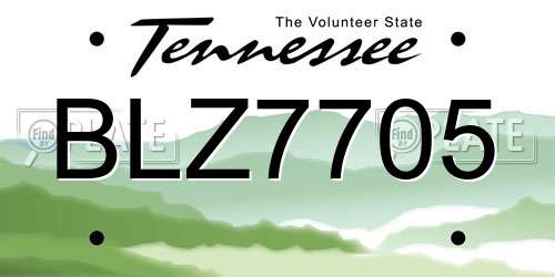 BLZ7705 Tennessee License Plate