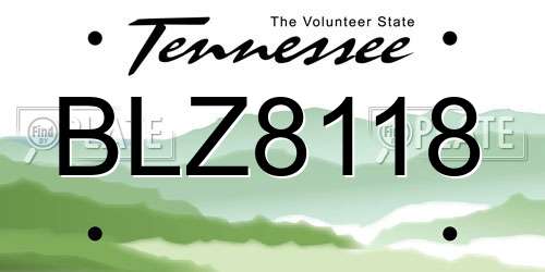 BLZ8118 Tennessee License Plate