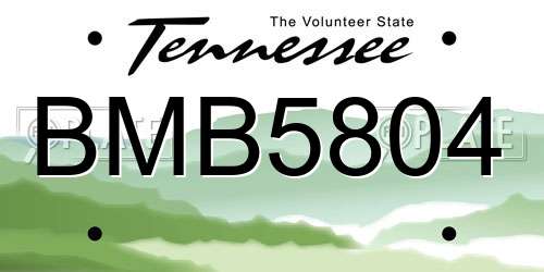 BMB5804 Tennessee License Plate