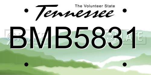 BMB5831 Tennessee License Plate