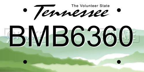 BMB6360 Tennessee License Plate