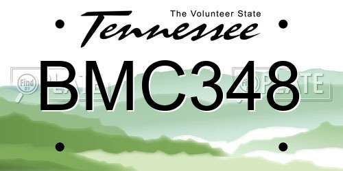 BMC348 Tennessee License Plate
