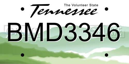 BMD3346 Tennessee License Plate