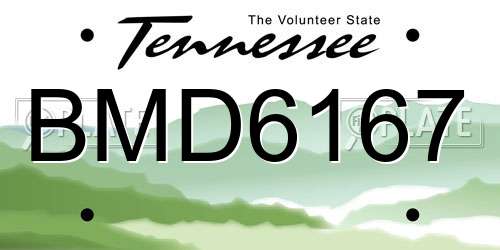 BMD6167 Tennessee License Plate