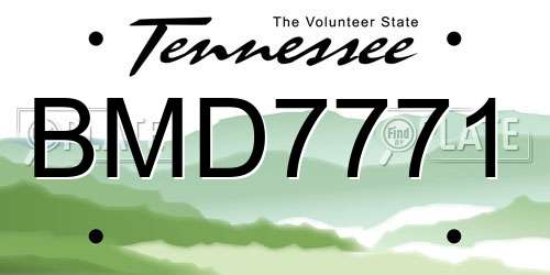 BMD7771 Tennessee License Plate