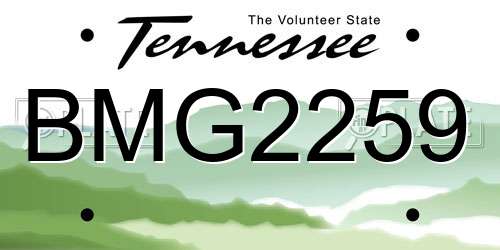 BMG2259 Tennessee License Plate