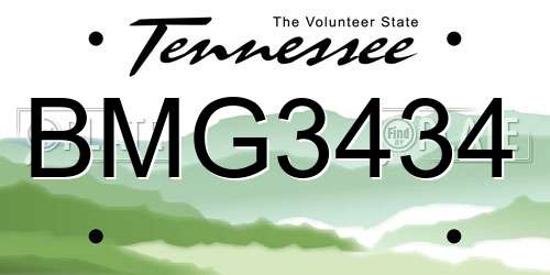 BMG3434 Tennessee License Plate