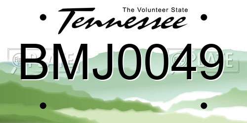 BMJ0049 Tennessee License Plate