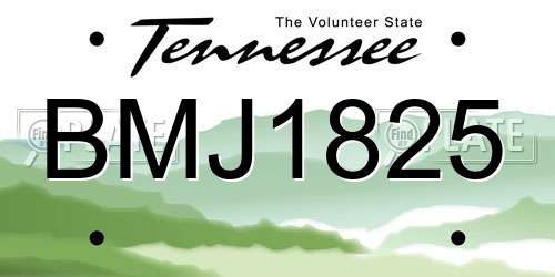 BMJ1825 Tennessee License Plate