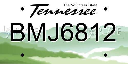BMJ6812 Tennessee License Plate