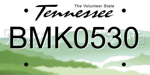 BMK0530 Tennessee License Plate