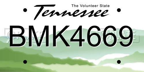 BMK4669 Tennessee License Plate
