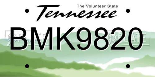 BMK9820 Tennessee License Plate