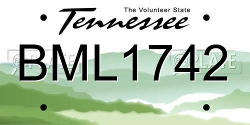 BML1742 Tennessee License Plate