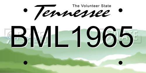 BML1965 Tennessee License Plate