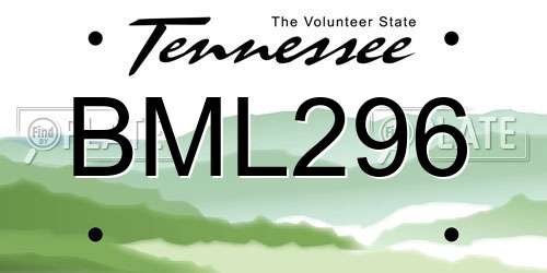 BML296 Tennessee License Plate