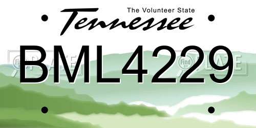 BML4229 Tennessee License Plate