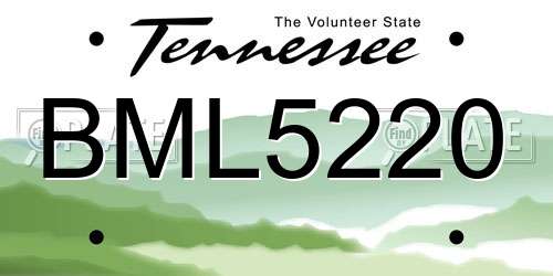 BML5220 Tennessee License Plate