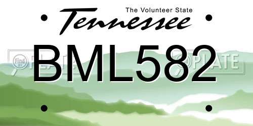 BML582 Tennessee License Plate