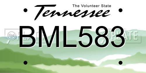 BML583 Tennessee License Plate