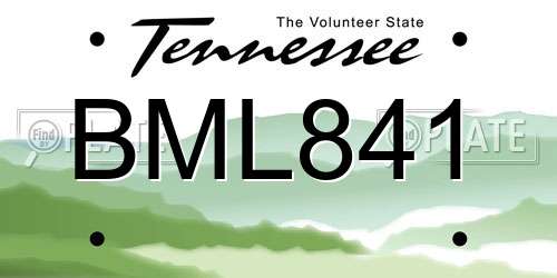 BML841 Tennessee License Plate
