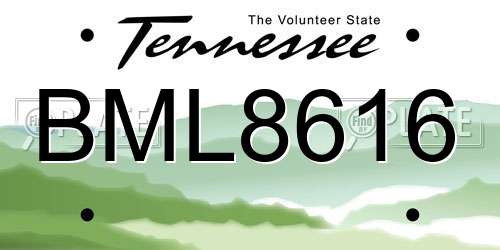 BML8616 Tennessee License Plate