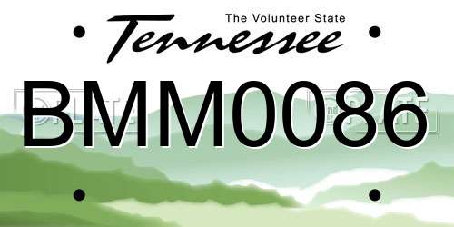 BMM0086 Tennessee License Plate