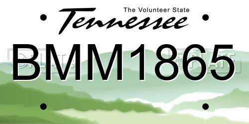 BMM1865 Tennessee License Plate