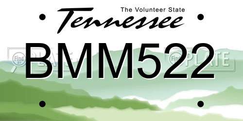 BMM522 Tennessee License Plate