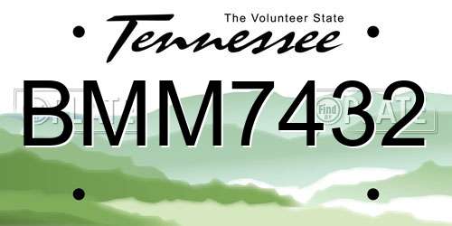 BMM7432 Tennessee License Plate
