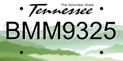 BMM9325 Tennessee License Plate