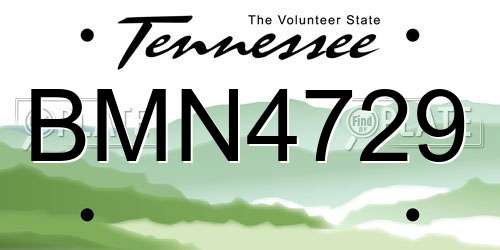 BMN4729 Tennessee License Plate