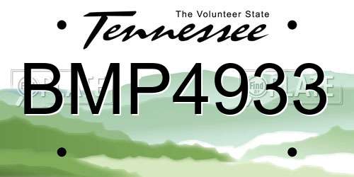 BMP4933 Tennessee License Plate