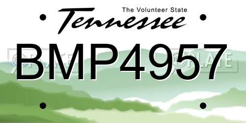 BMP4957 Tennessee License Plate
