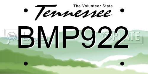 BMP922 Tennessee License Plate