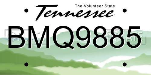 BMQ9885 Tennessee License Plate