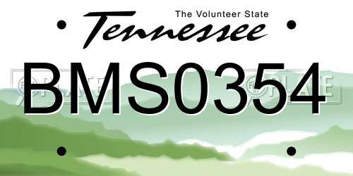 BMS0354 Tennessee License Plate