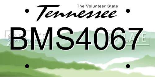 BMS4067 Tennessee License Plate